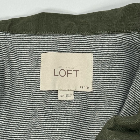 Loft Women's Drawstring Utility Jacket Size Small Petite SP Green Army Roll - Picture 3 of 8